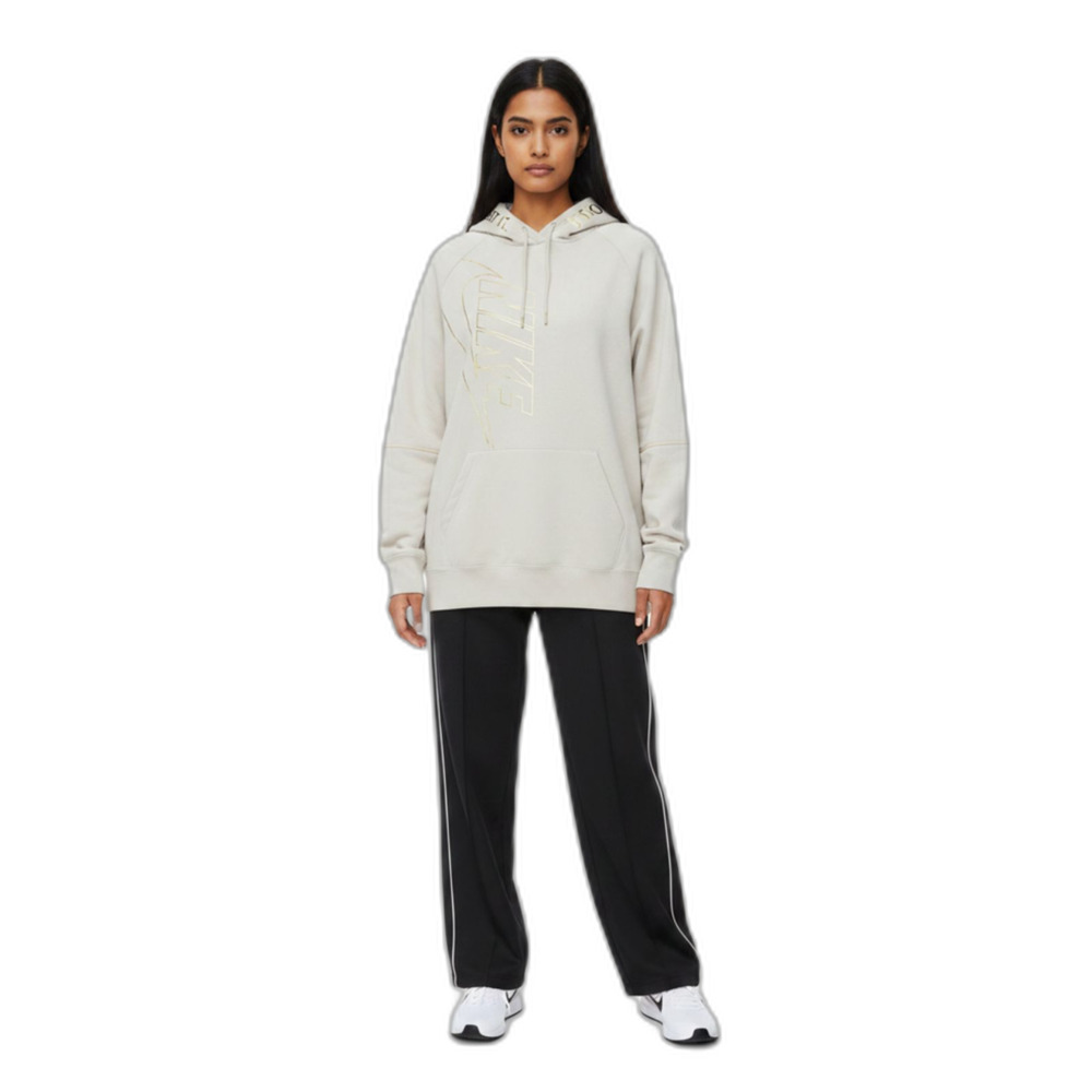 Nike Icon Clash Fleece Hoodie Women's M Cream Gold Logo Oversized Athleisure